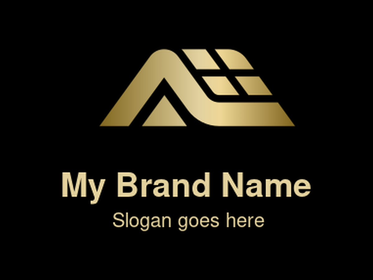 Luxurious Golden Abstract House And Letter A Logo - Modern Geometric Design with Roofline and Window Elements, Ideal for Premium Real Estate, High-End Property Development, or Investment Firms